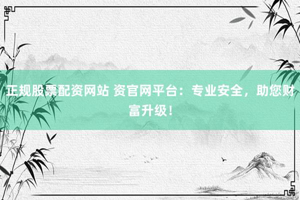 正规股票配资网站 资官网平台：专业安全，助您财富升级！