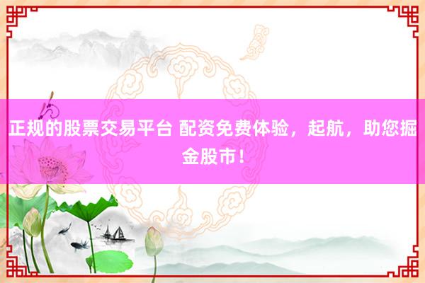 正规的股票交易平台 配资免费体验，起航，助您掘金股市！
