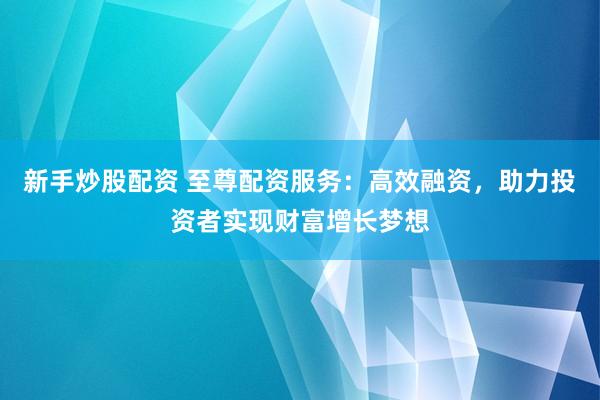 新手炒股配资 至尊配资服务：高效融资，助力投资者实现财富增长梦想