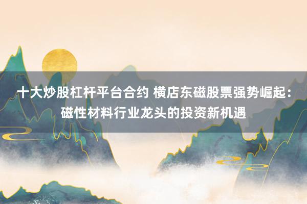 十大炒股杠杆平台合约 横店东磁股票强势崛起：磁性材料行业龙头的投资新机遇