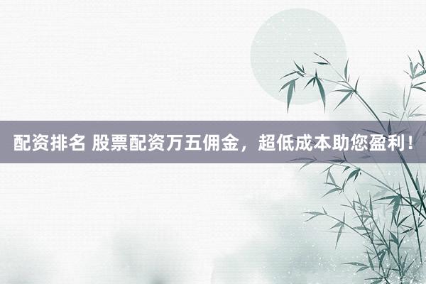 配资排名 股票配资万五佣金，超低成本助您盈利！