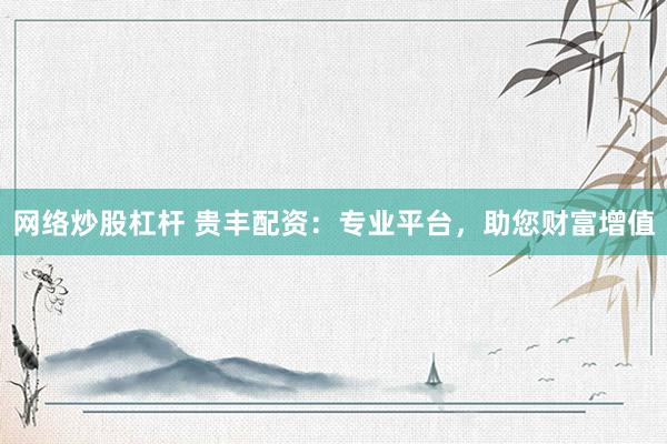 网络炒股杠杆 贵丰配资：专业平台，助您财富增值