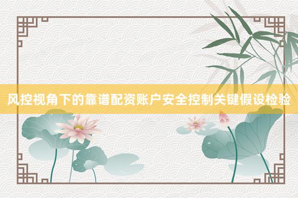 风控视角下的靠谱配资账户安全控制关键假设检验