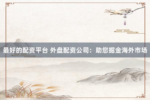 最好的配资平台 外盘配资公司：助您掘金海外市场