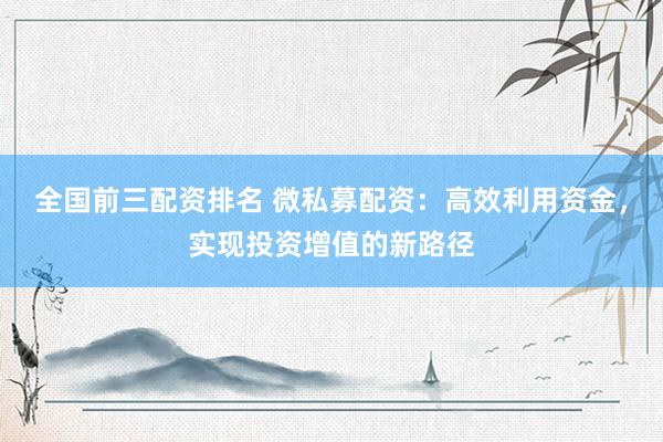 全国前三配资排名 微私募配资：高效利用资金，实现投资增值的新路径
