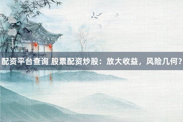 配资平台查询 股票配资炒股：放大收益，风险几何？